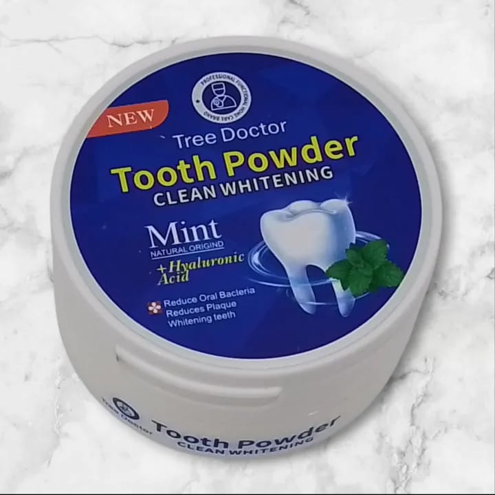 Tree Doctor Tooth Powder – Mint Clean Whitening Formula with Hyaluronic Acid | Plaque Removal & Fresh Breath | 50g
